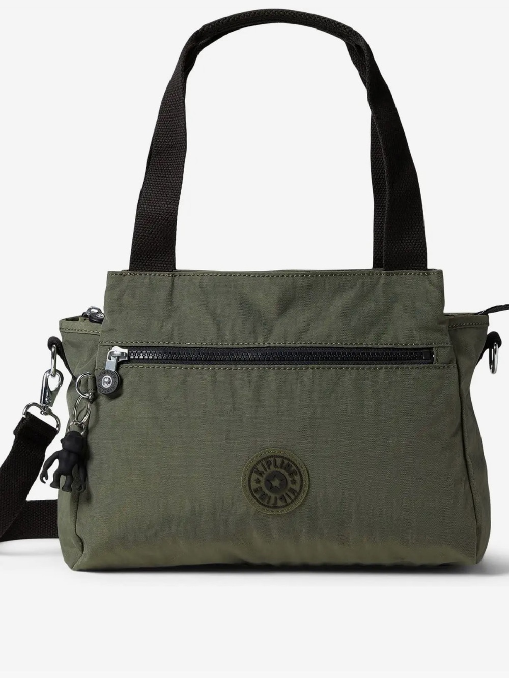 Kipling Olive Green Convertible Shoulder Bag with Black Straps